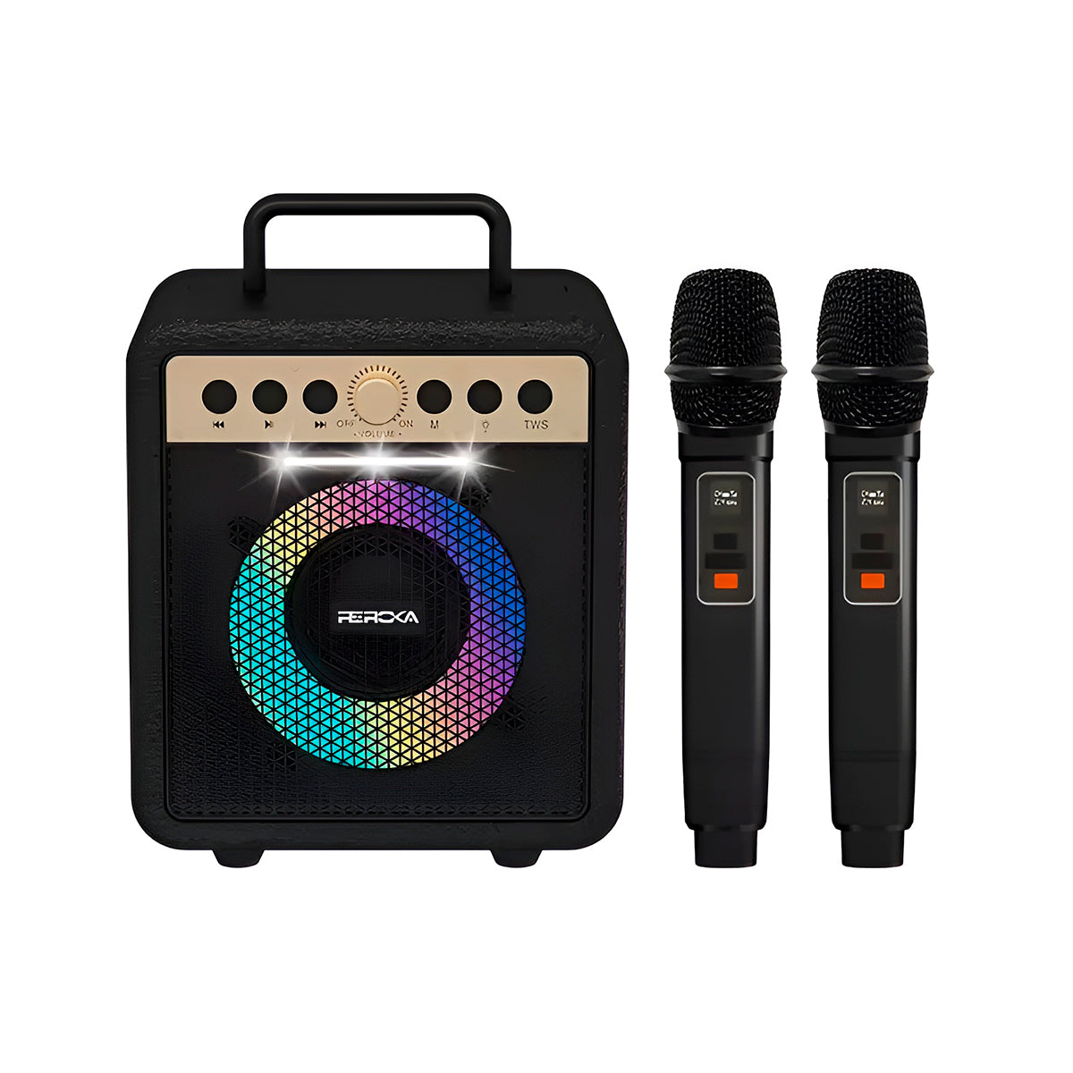 Caixa De Som Bluetooth 2 Microfones Karaokê Modelo:preto