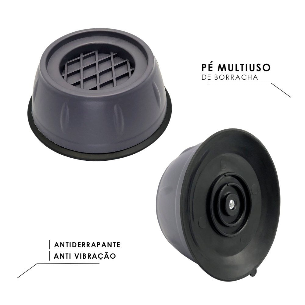 Kit 4 Pés Bases Protetora Multiuso Máquina de Lavar Anti Vibração