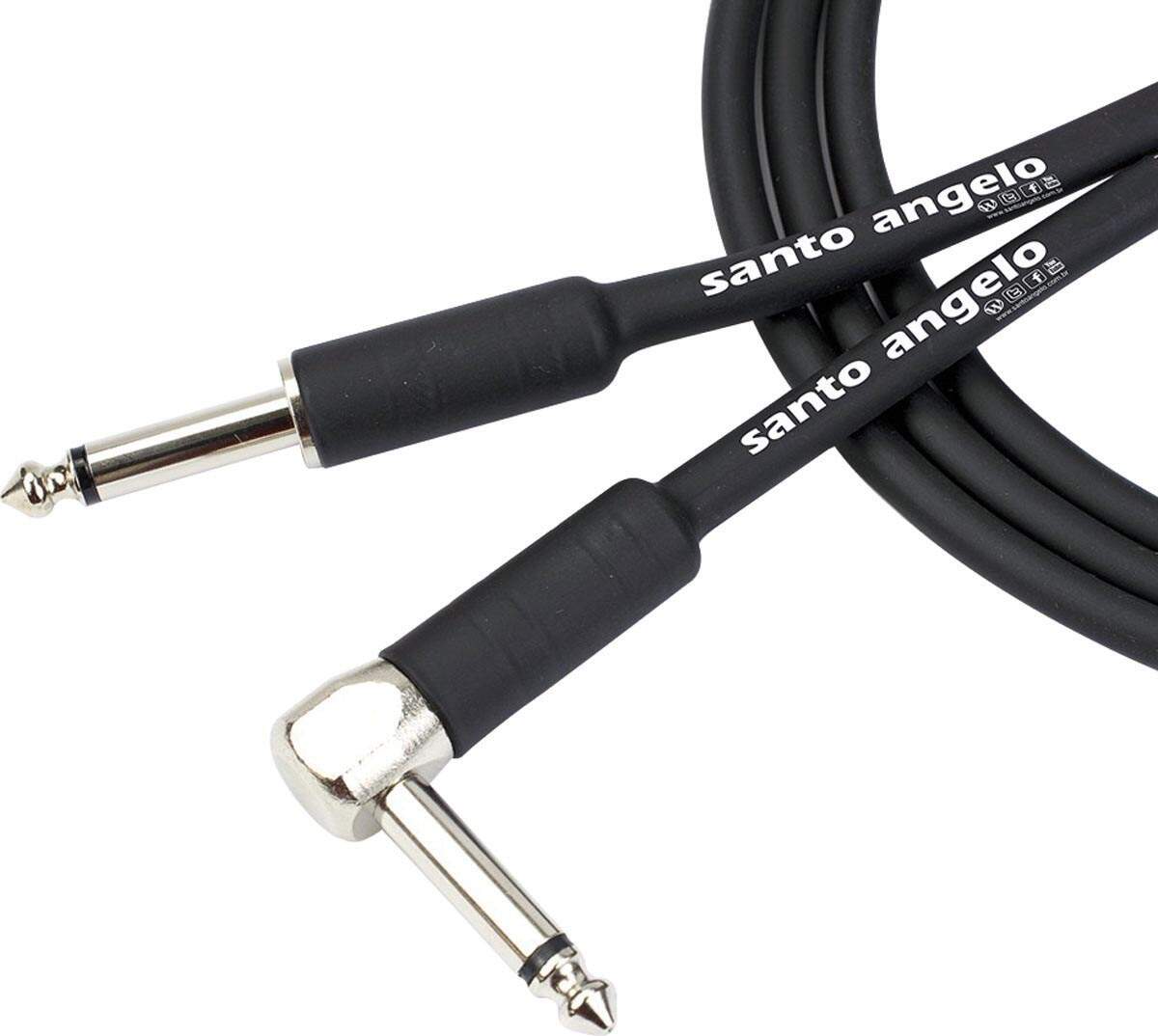 Cabo De Guitarra Angel 0,30mm Conector P10/p10 90º 10ft 3,05 Metros Preto