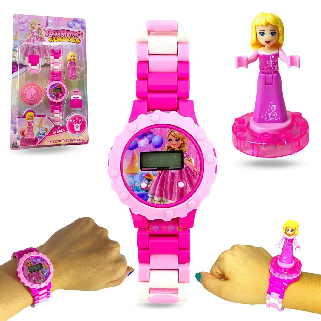 Relógio Digital Infantil + Mini Boneco De Montar Pulseira