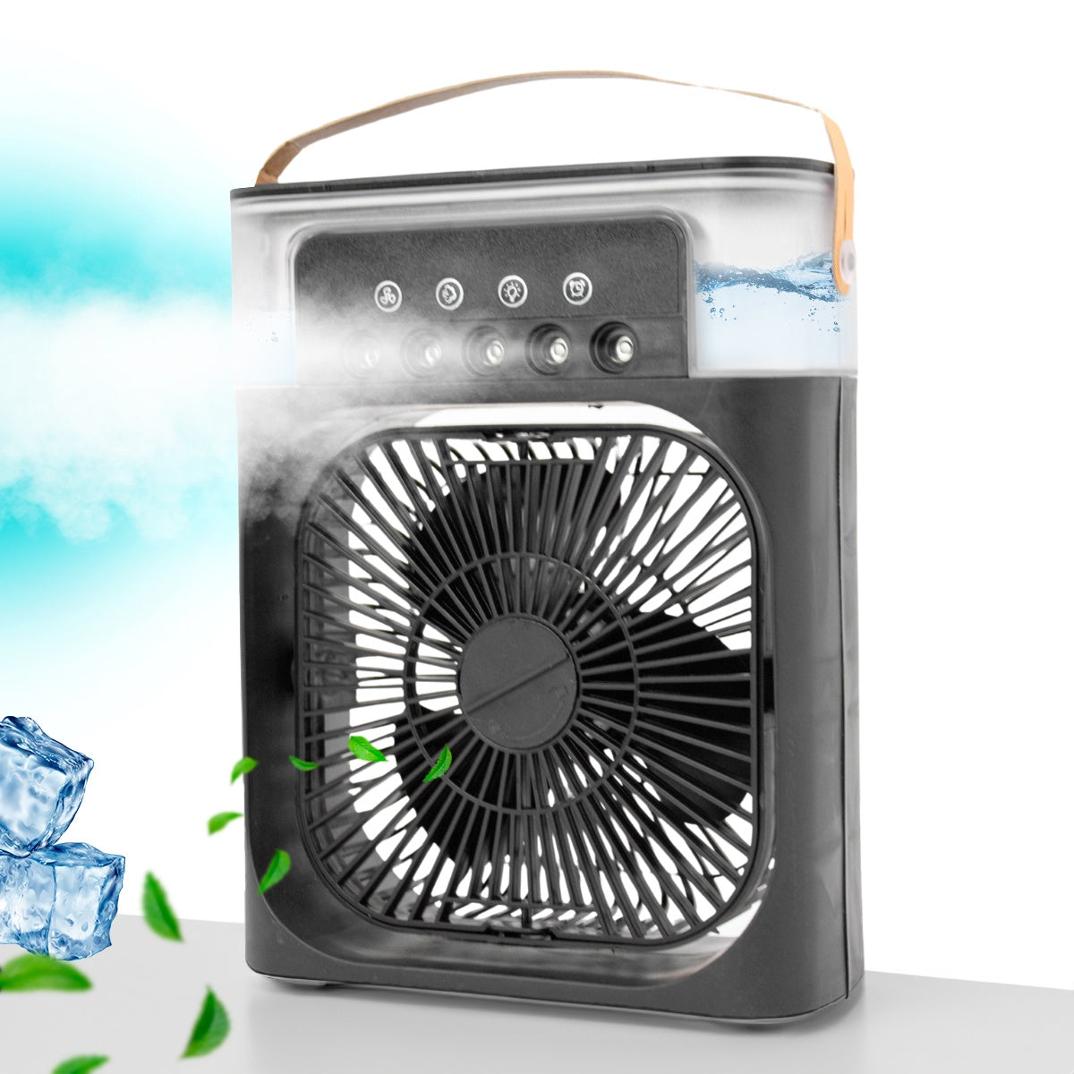 Ventilador Portátil Iluminação Umidificador Climatizador Usb De Mesa