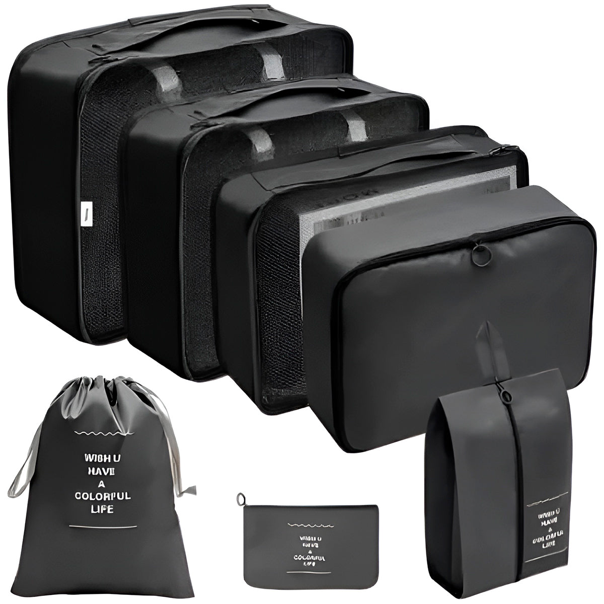 Kit 7 Peças Necessaire Organizadores Cor:cinza
