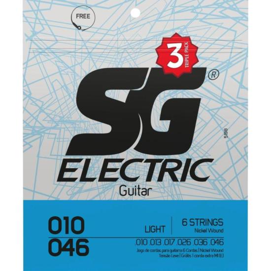 Encordoamento p/ Guitarra .010 Light Pack c/ 3 SG