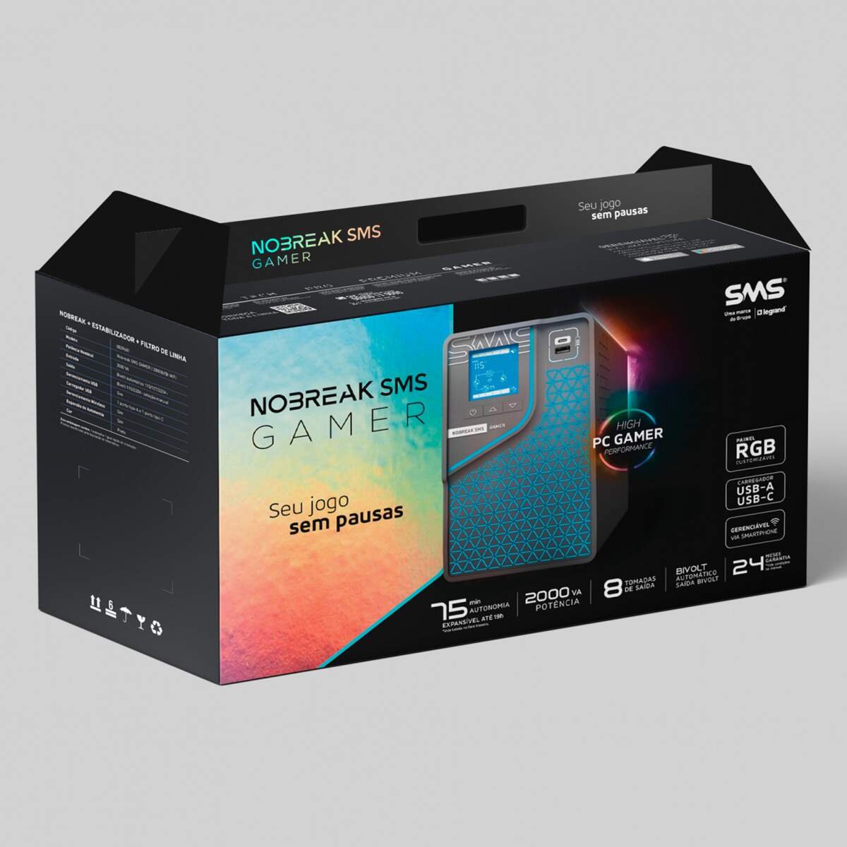 Nobreak Gamer Senoidal 2000va Entrada Bivolt E Saida 115 Ou 220v Regulagem Manual E Gerenciamento Wi-fi 29601