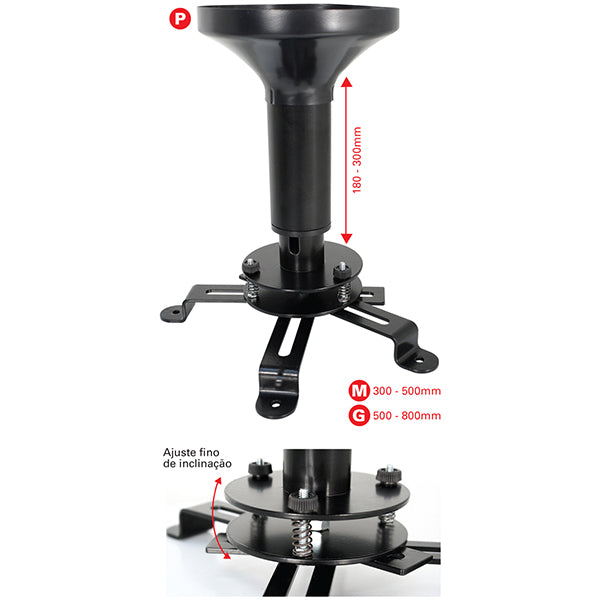 Suporte Multiprojetor M C/ Inlcinacao Max 10kg Preto Multivisao