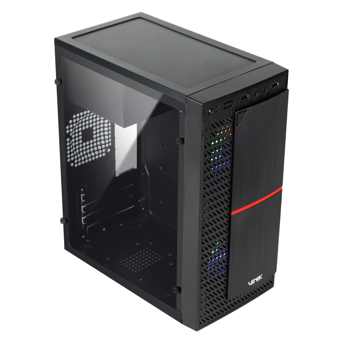 Gabinete Gamer Vinik Plate Lateral Acrílico C/ 2 Fans - Ggpacbk