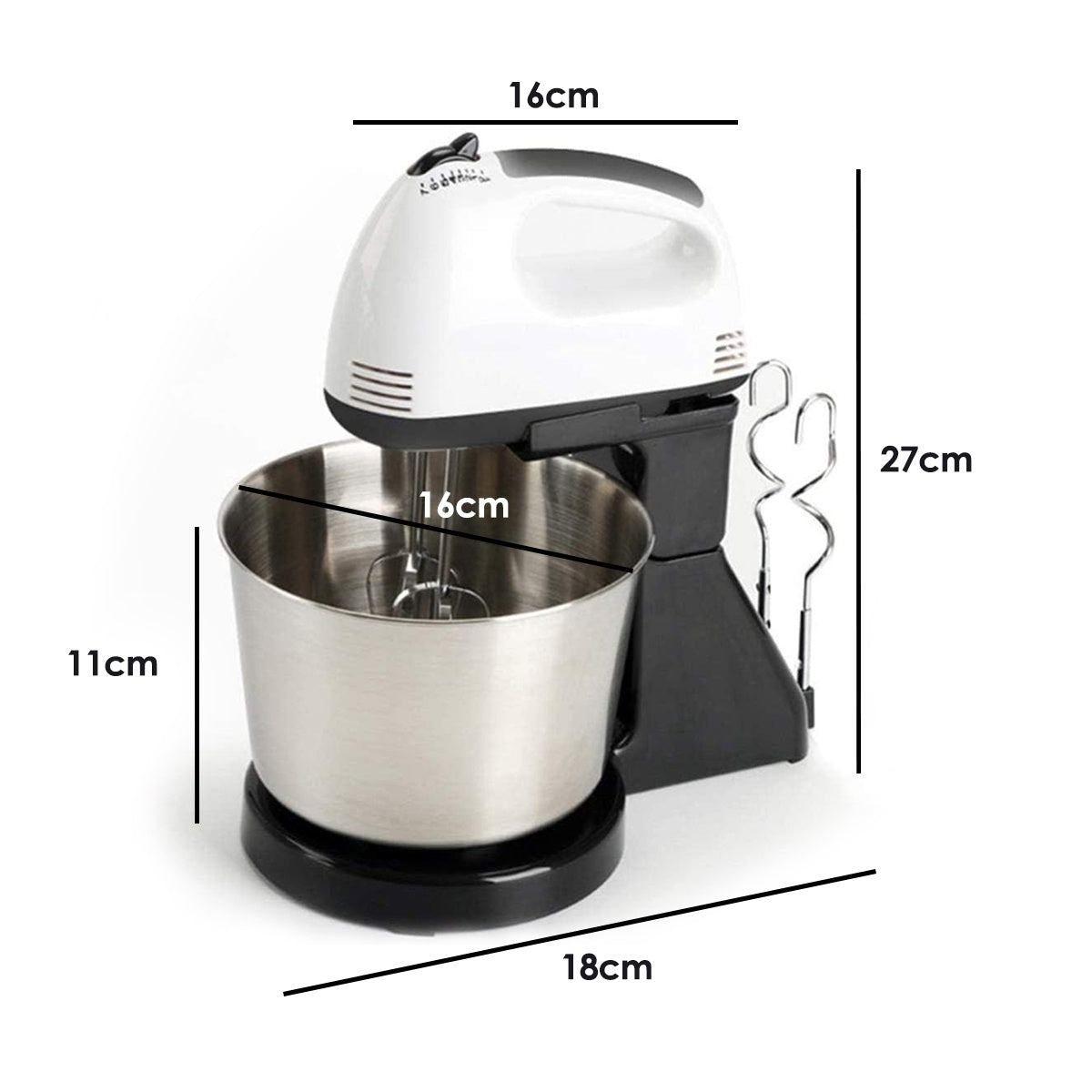 Batedeira De Bolo Tigela Prática Cozinha 7 Velocidades 2 Litros 300w