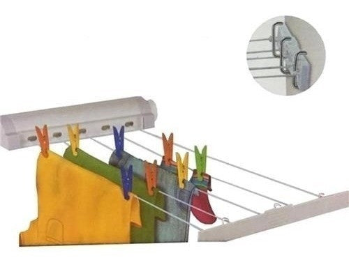 Varal Automático 5 Cordas Retrátil Parede 4,1 Metros Secalux - Branco
