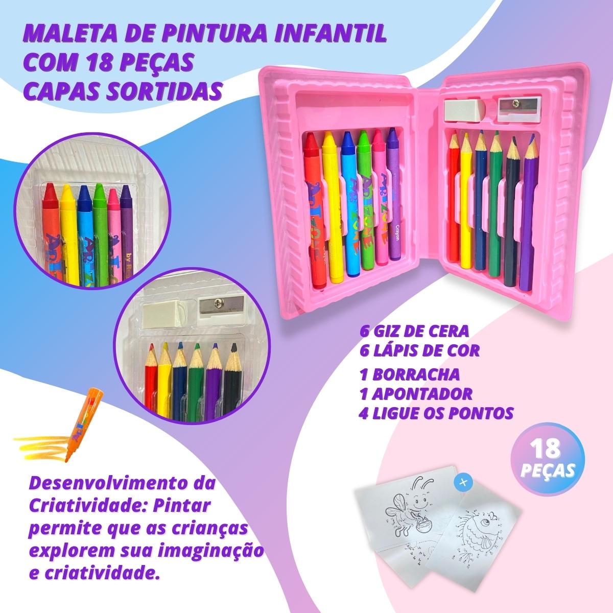 Maleta De Pintura Infantil Estojo 18 Peças Para Colorir
