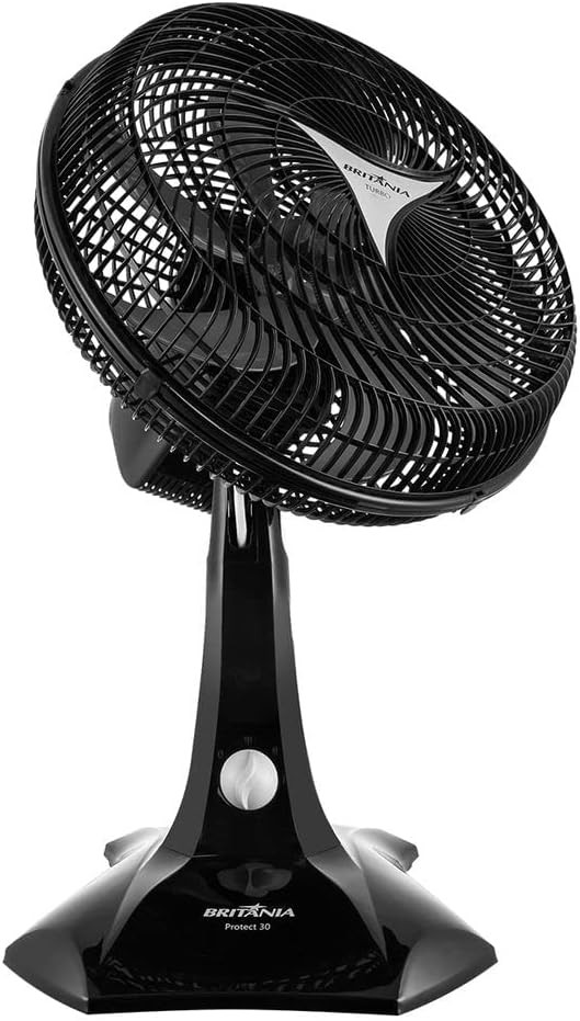 Ventilador De Mesa/parede 2 Em 1 Maxx Force Turbo 60w 6p 30cm 127v Protect Preto Britania