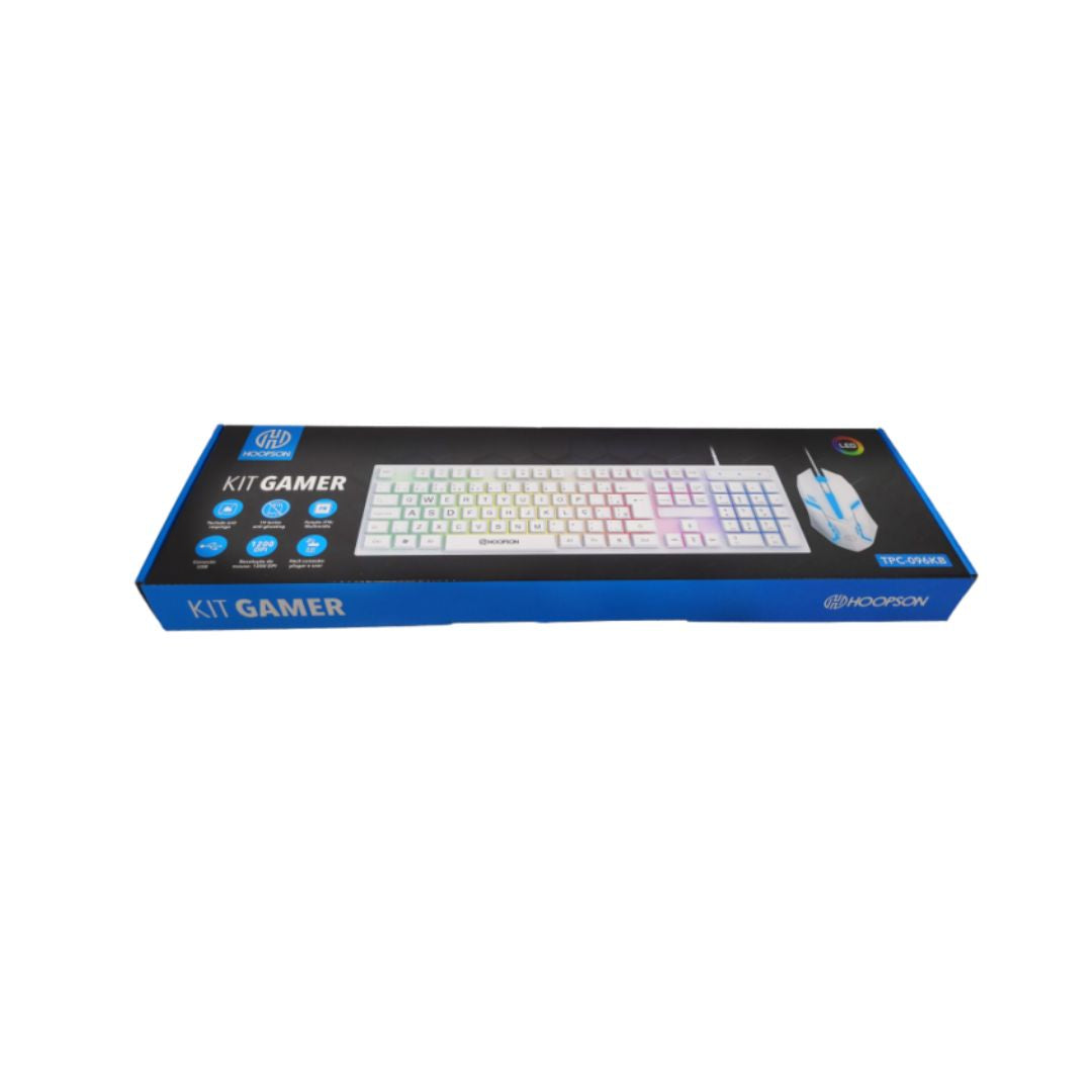 Kit Gamer Led Teclado Com Mouse Dpi 1200 Tpc-096kb Branco Hoopson