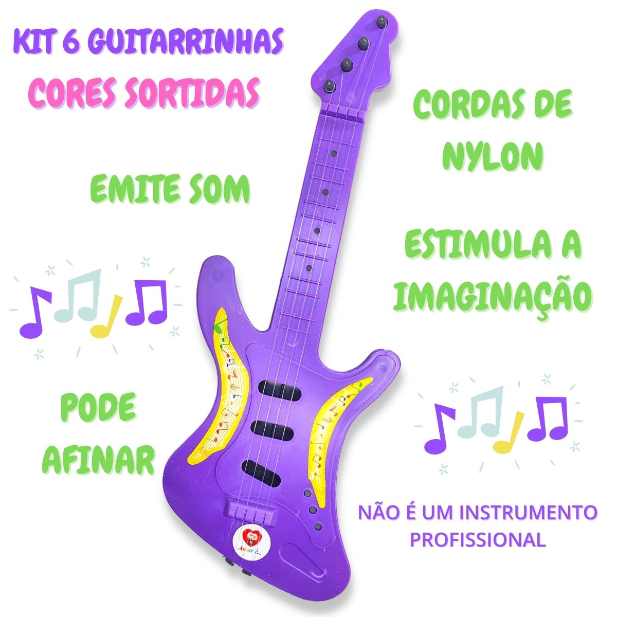 Guitarrinha Brinquedo Infantil Kit 6 Guitarra De Plástico
