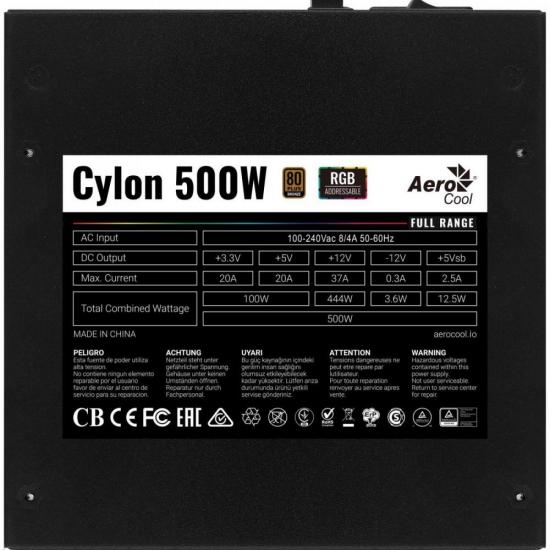Fonte Gamer ATX Aerocool Cylon 500W 80 Plus Bronze Full Range APFC