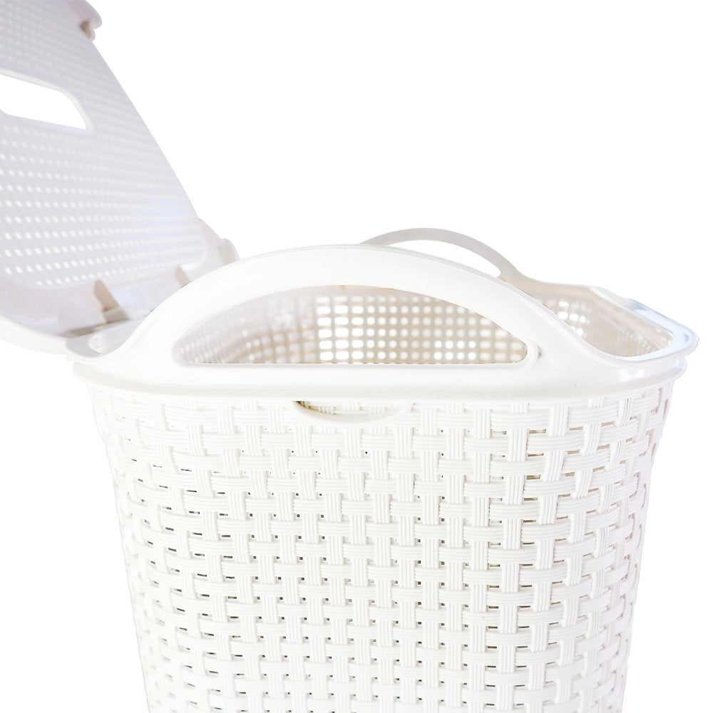 Cesto Rattan Tampa Basculada Branco