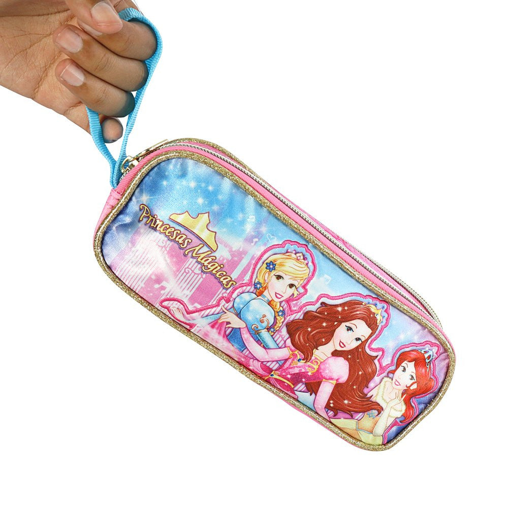 Estojo Escolar Princesas Mágicas com 2 Compartimentos