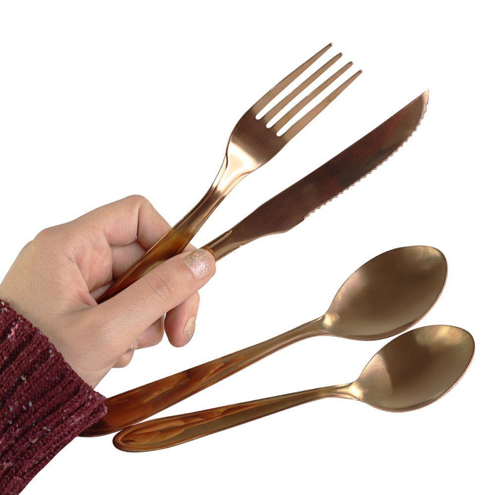 Conjunto de Talheres em Aço Inox Rose 24 Peças