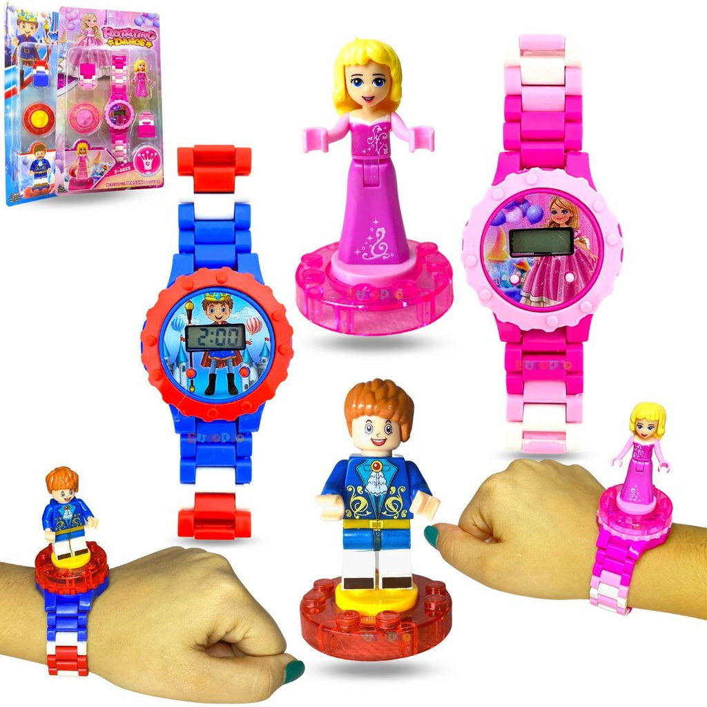 Relógio Digital Infantil + Mini Boneco De Montar Pulseira