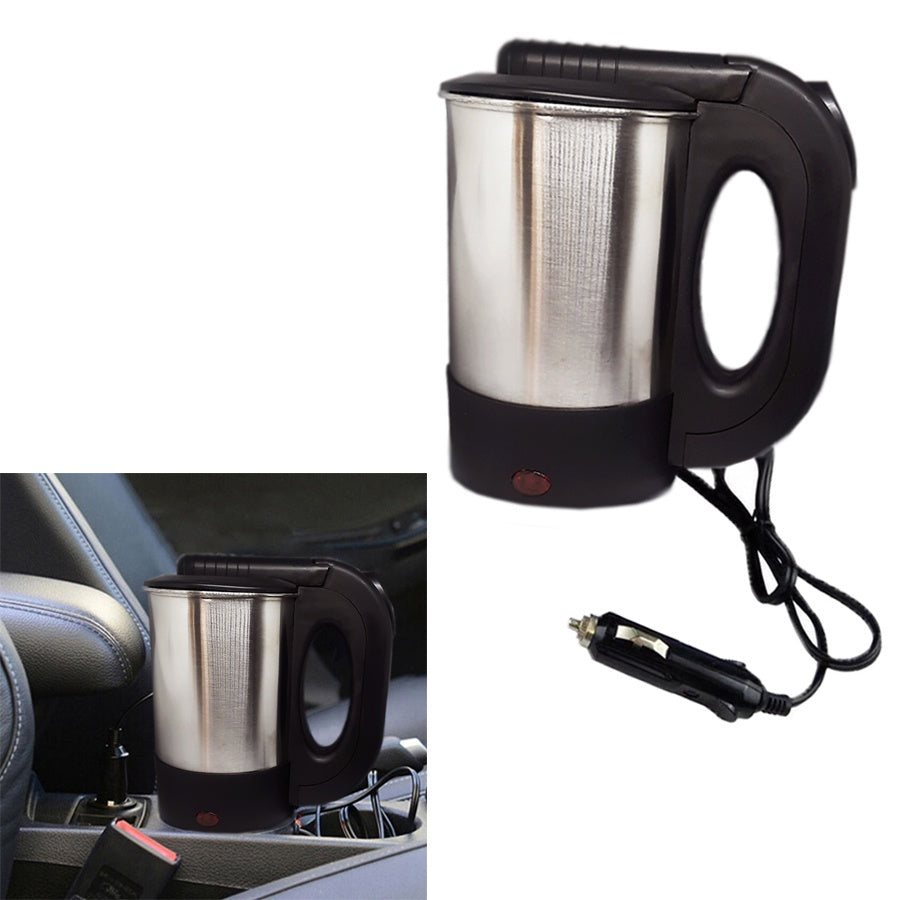 Chaleira Elétrica Portátil 12v Carro Chá Café Inox 500 Ml