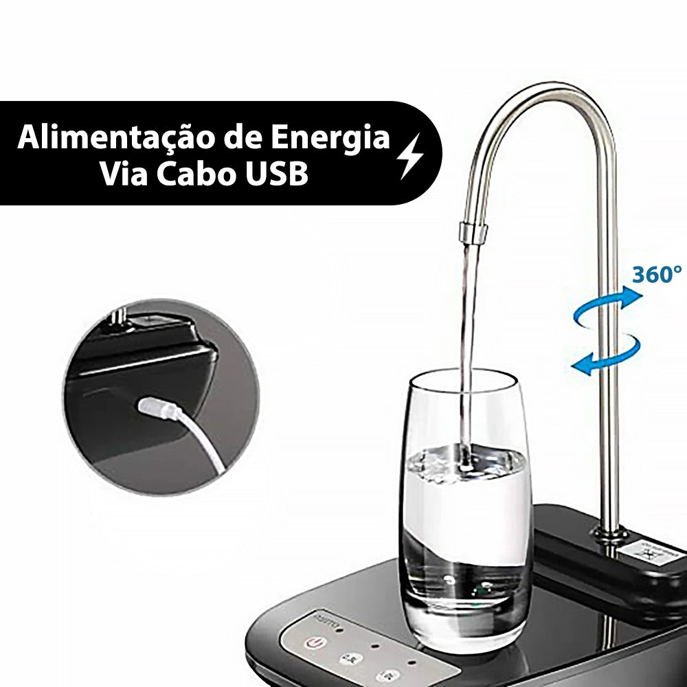 Bomba Elétrica Para Galão De Agua Suporte C/ Bandeja Para Copo Portátil