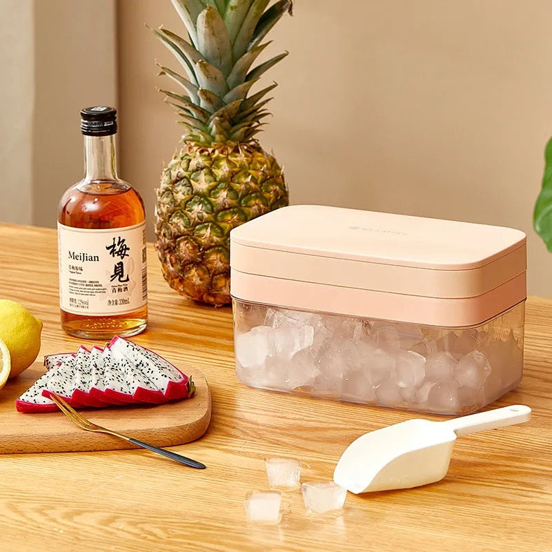 Bandeja Gelo Silicone Com Armazenamento E Tampa 36 Cubos