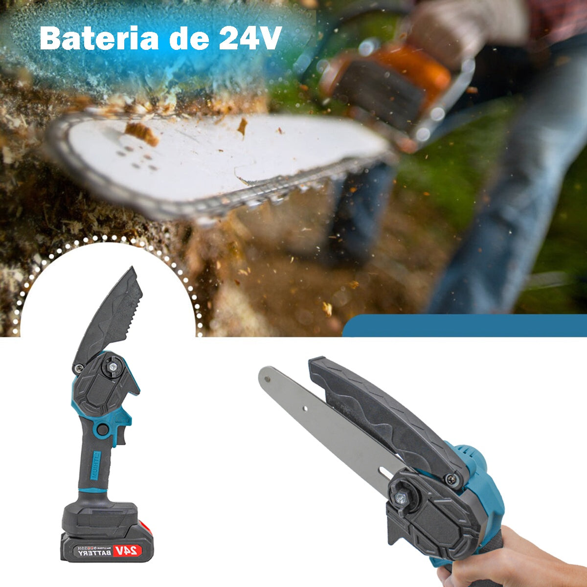 Motosserra Elétrica Bateria Recarregável Portátil 24v