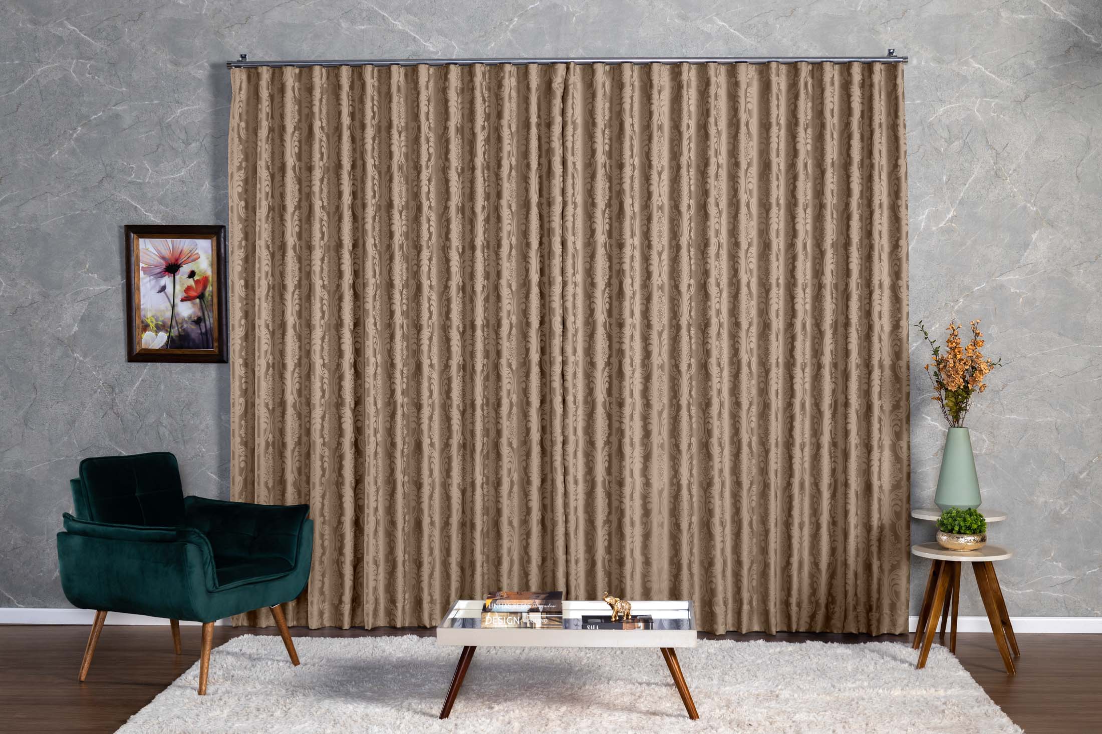 Cortina Jacquard 2,80x2,50 Para Trilho Suíço