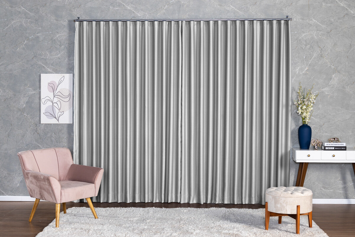 Cortina Blackout Tecido 6,00x2,30 Para Varão Simples