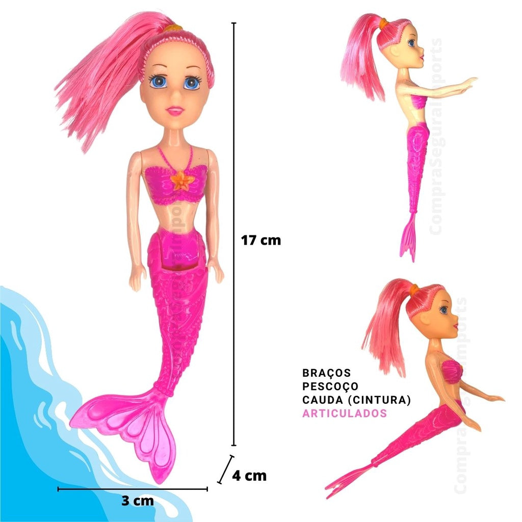 Boneca Sereia Brinquedo De Menina Presente Caixa