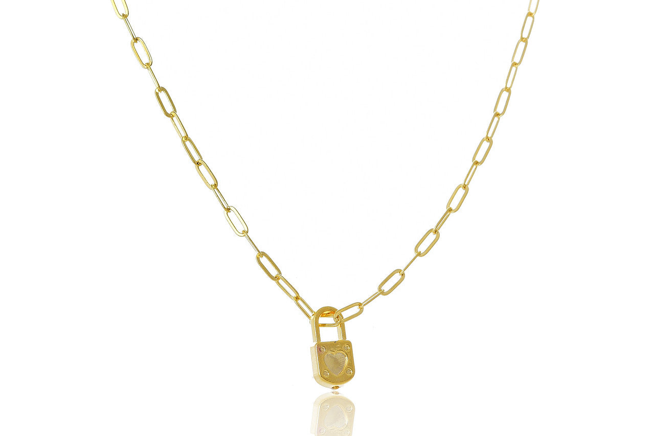 Colar Corrente Cartier Pingente Cadeado Folheado Ouro 18k