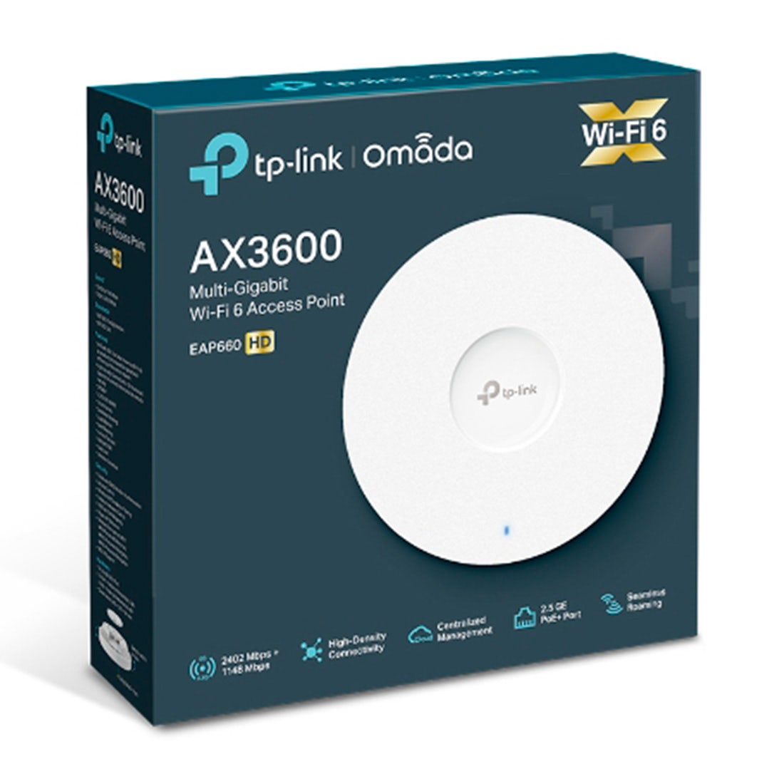 Access Point TP-LINK Wireless AX3600 Montável Teto - EAP660 HD