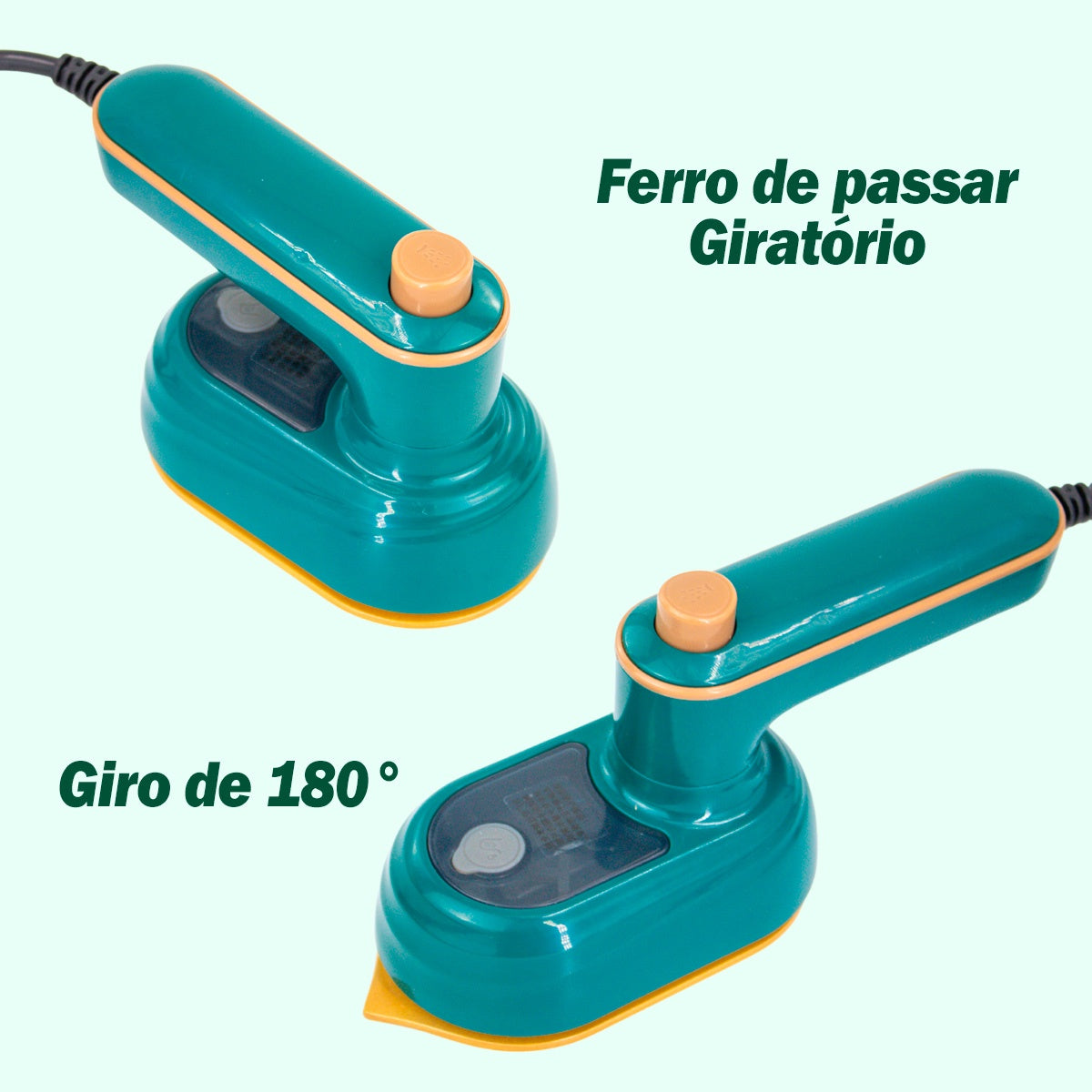 Mini Ferro De Passar Roupa Giratório Portátil A Vapor:verde