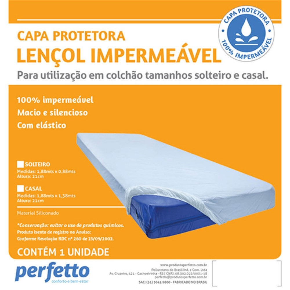 Lençol Impermeavel Para Colchão Tam Casal 138x188cm Perfetto