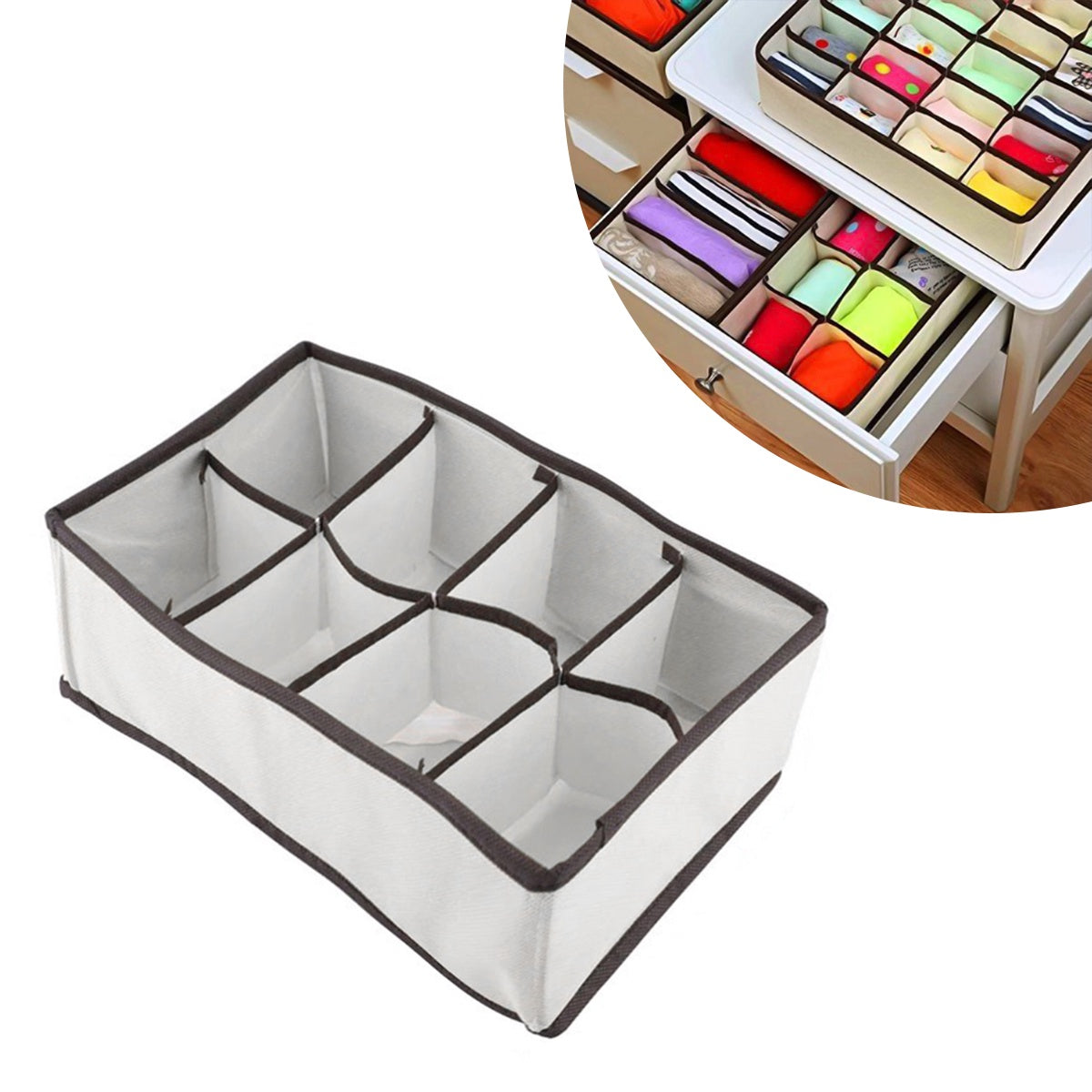 Organizador Gaveta 8 Divisórias Com Zíper Cueca Calcinha Gravata Armário