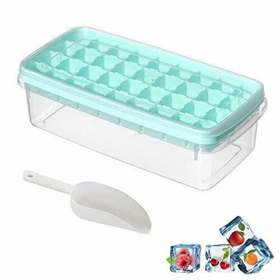 Bandeja Gelo Silicone Com Armazenamento E Tampa 36 Cubos