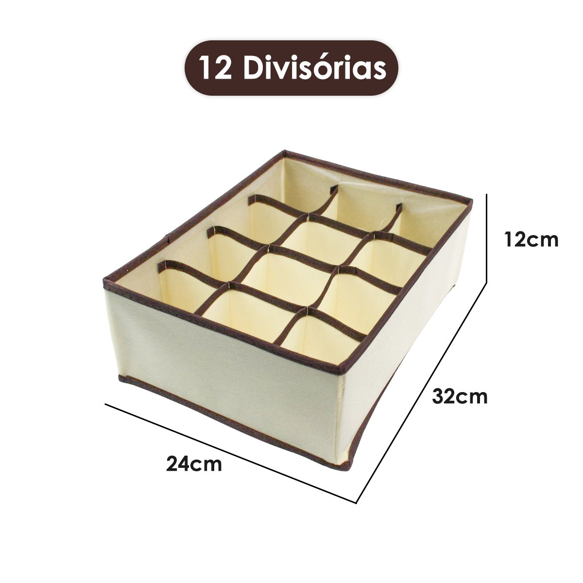 Organizador Gaveta 12 Divisórias Com Zíper Cueca Calcinha Gravata Armário