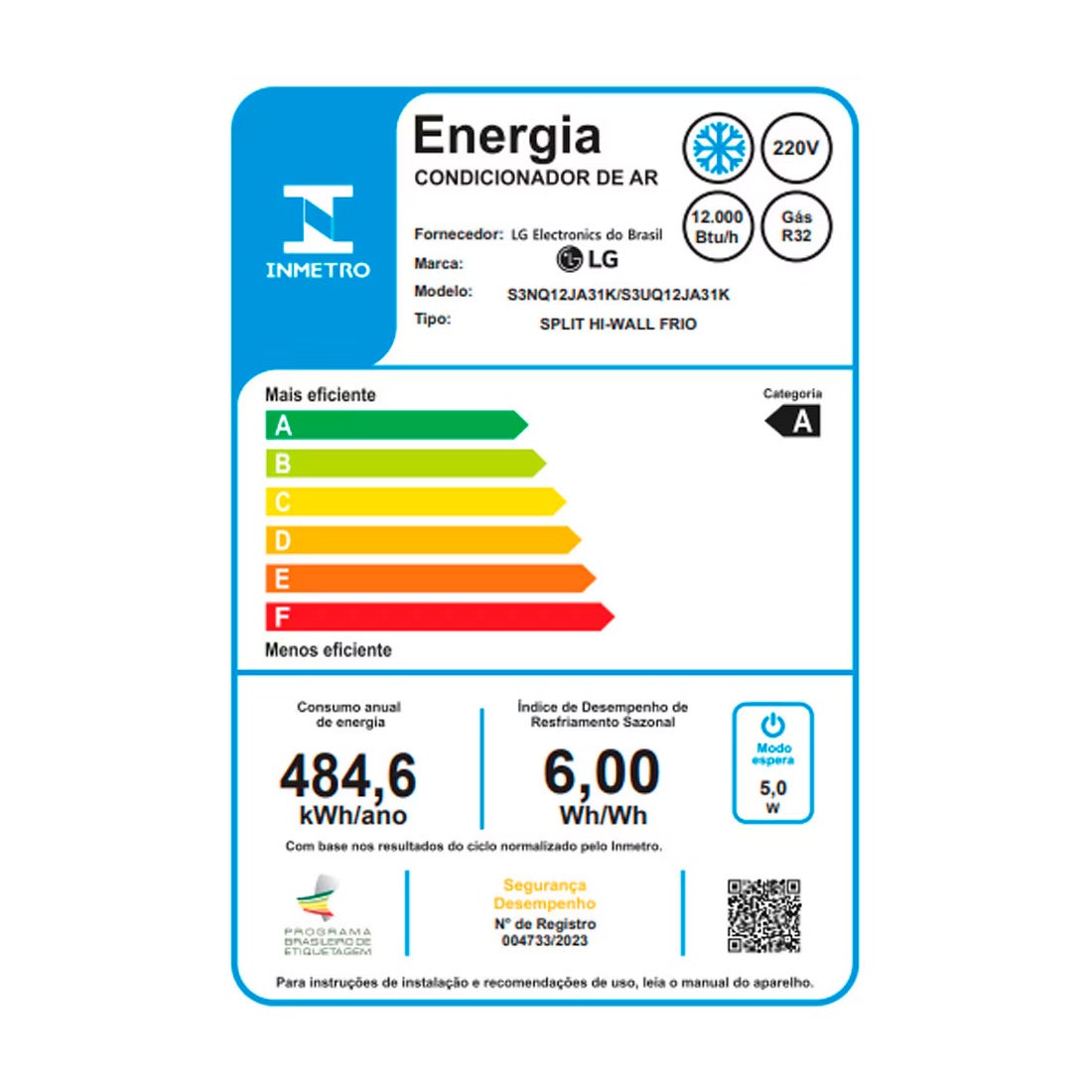 Ar Condicionado Split Inverter LG +AI 12000 BTUs Frio 220V