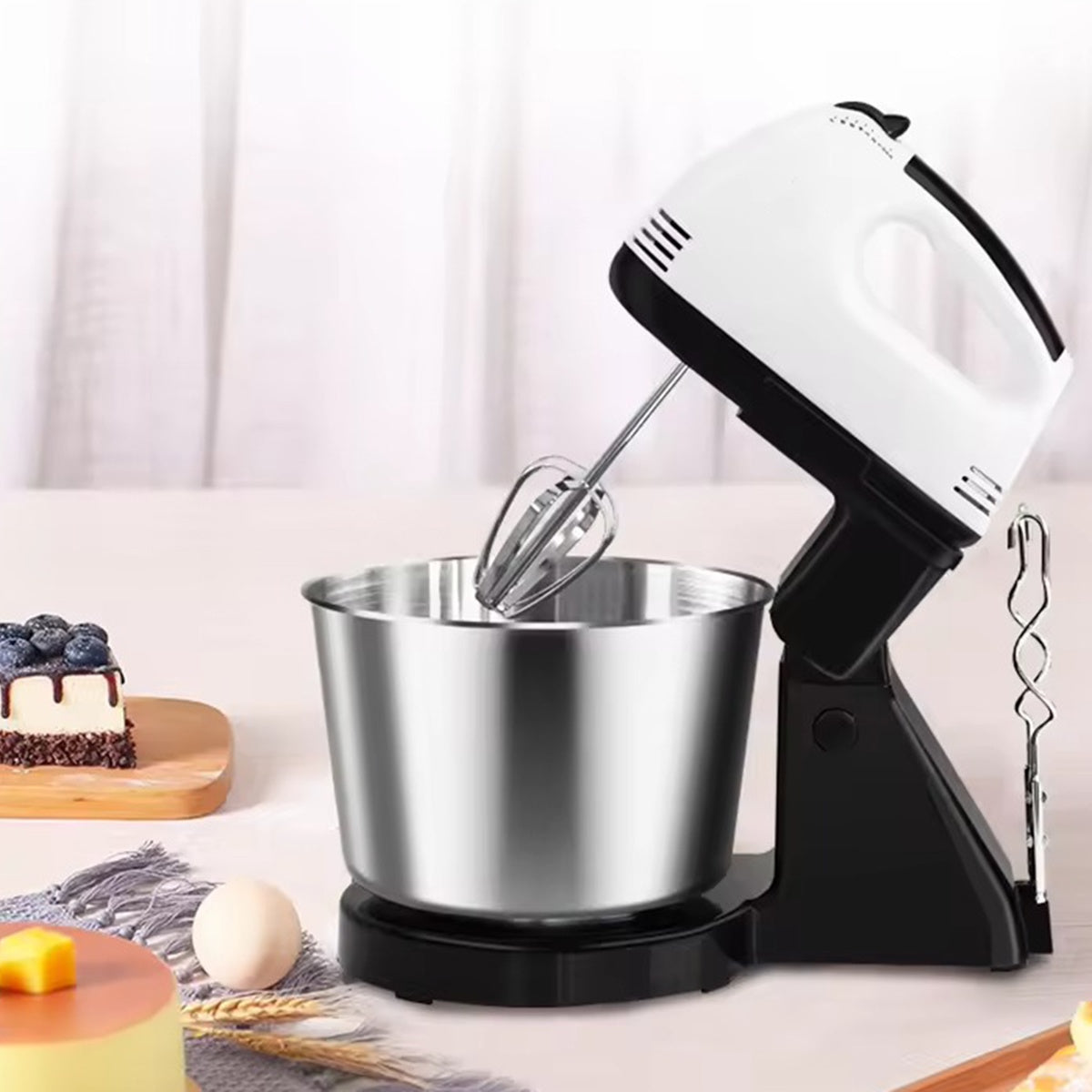 Batedeira De Bolo Tigela Prática Cozinha 7 Velocidades 2 Litros 300w