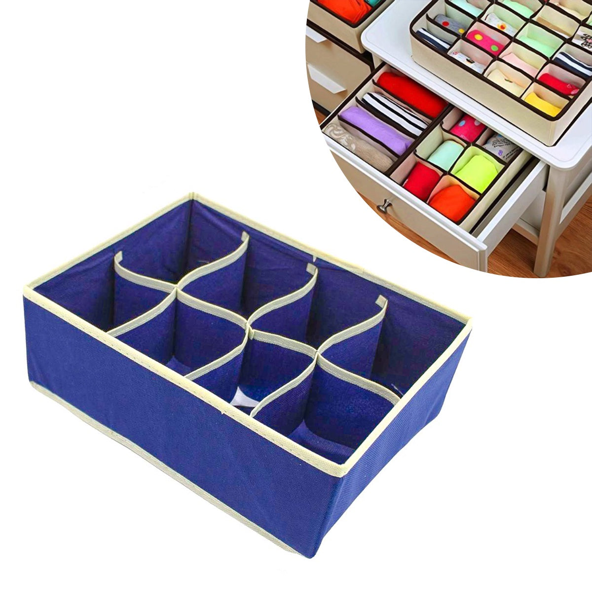 Organizador Gaveta 8 Divisórias Com Zíper Cueca Calcinha Gravata Armário