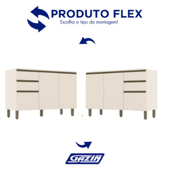 Balcao Henn Connect 3pts 2gvs 1,20m 100 Mdf S/tampo - C66-139