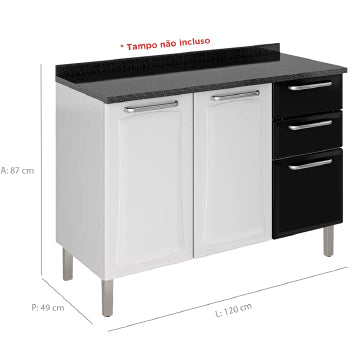 Balcao Itatiaia Tarsila 1,20m 3 Pts 2 Gvs S/tampo - 3500001463