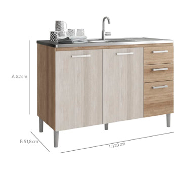 Balcao Pia Kits Parana Mad 1,20 M S/tampo - 2905