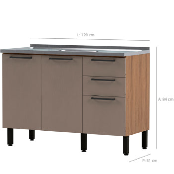 Balcao Telasul Caiena S/tampo 120cm 2p 3gvt - 906102-02