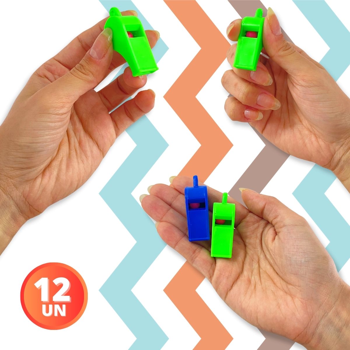 Apito Brinquedo Infantil Plástico Festa Lembrancinha 12 Pçs