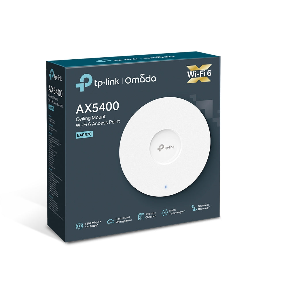 Access Point Wi-fi 6 Montavel Em Teto Dual Band 2.4/5ghz Ax5400 Eap670 Smb