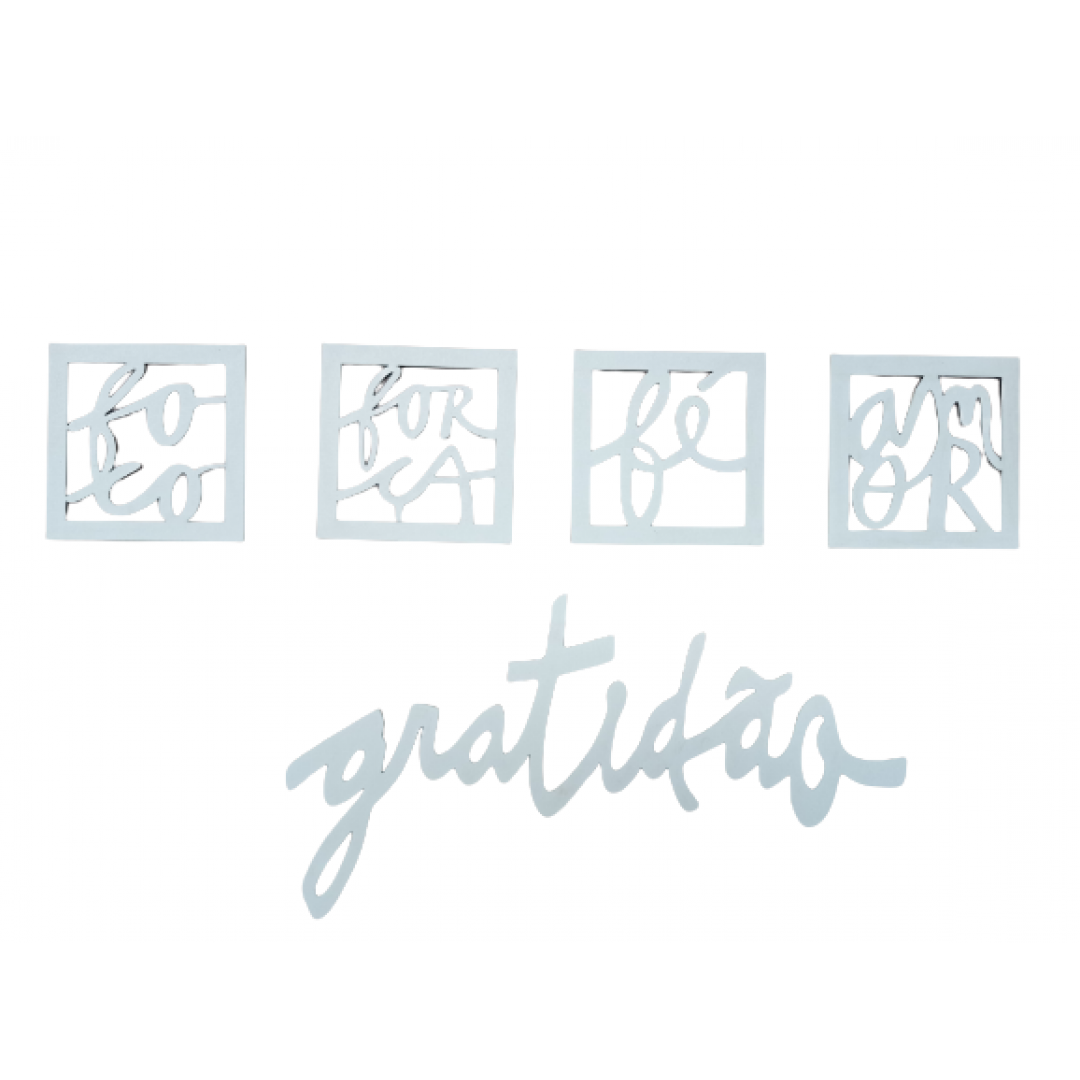 Kit Plaquinha Decorativa Gratidão Com 4 Quadrinhos Branco