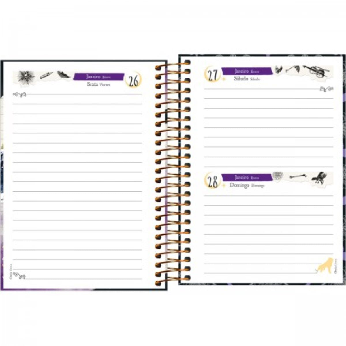 Agenda Espiral Diária 11,7 X 16,4 Cm Wandinha 2024