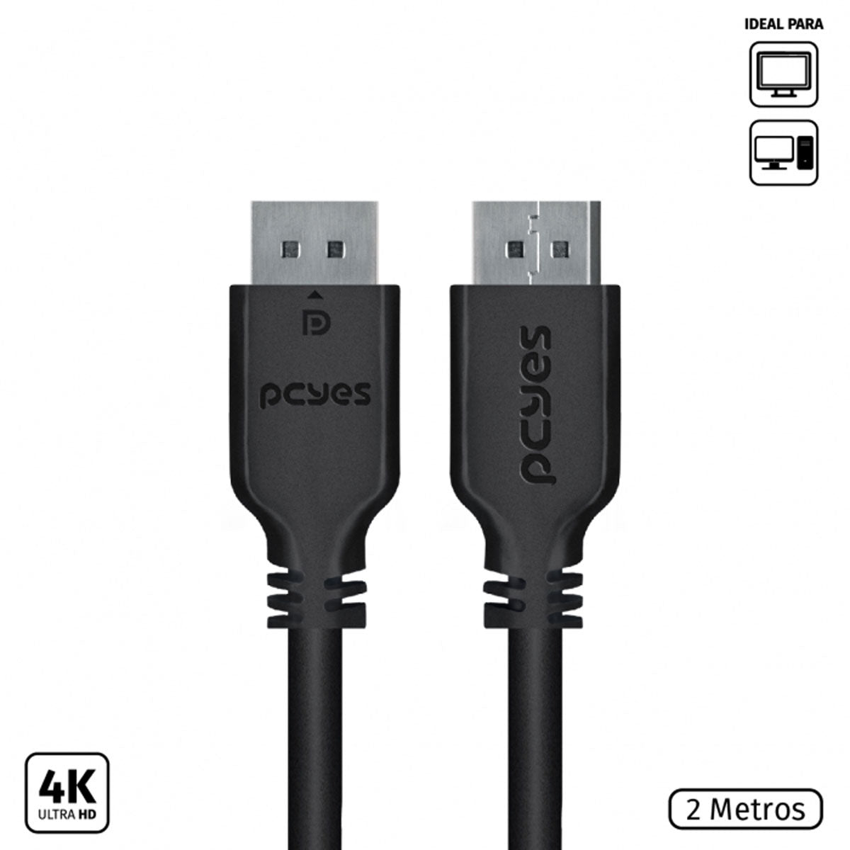 Cabo Displayport Macho Para Displayport Macho 2 Metros V1.2 - Pdpm-2