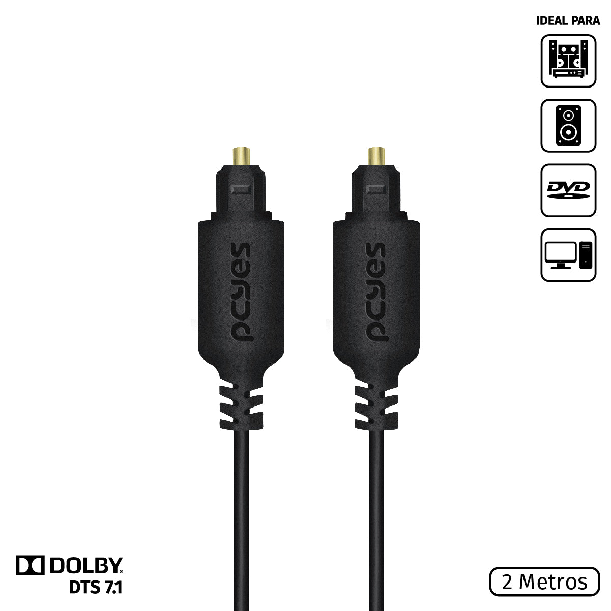 CABO ÓPTICO DIGITAL TOSLINK MACHO 2 METROS - POD-2