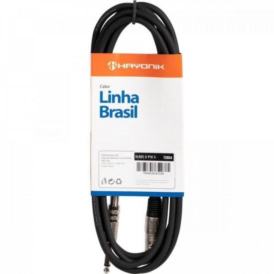 Cabo para Microfone Hayonik Linha Brasil XLR(F) X P10 3m Preto