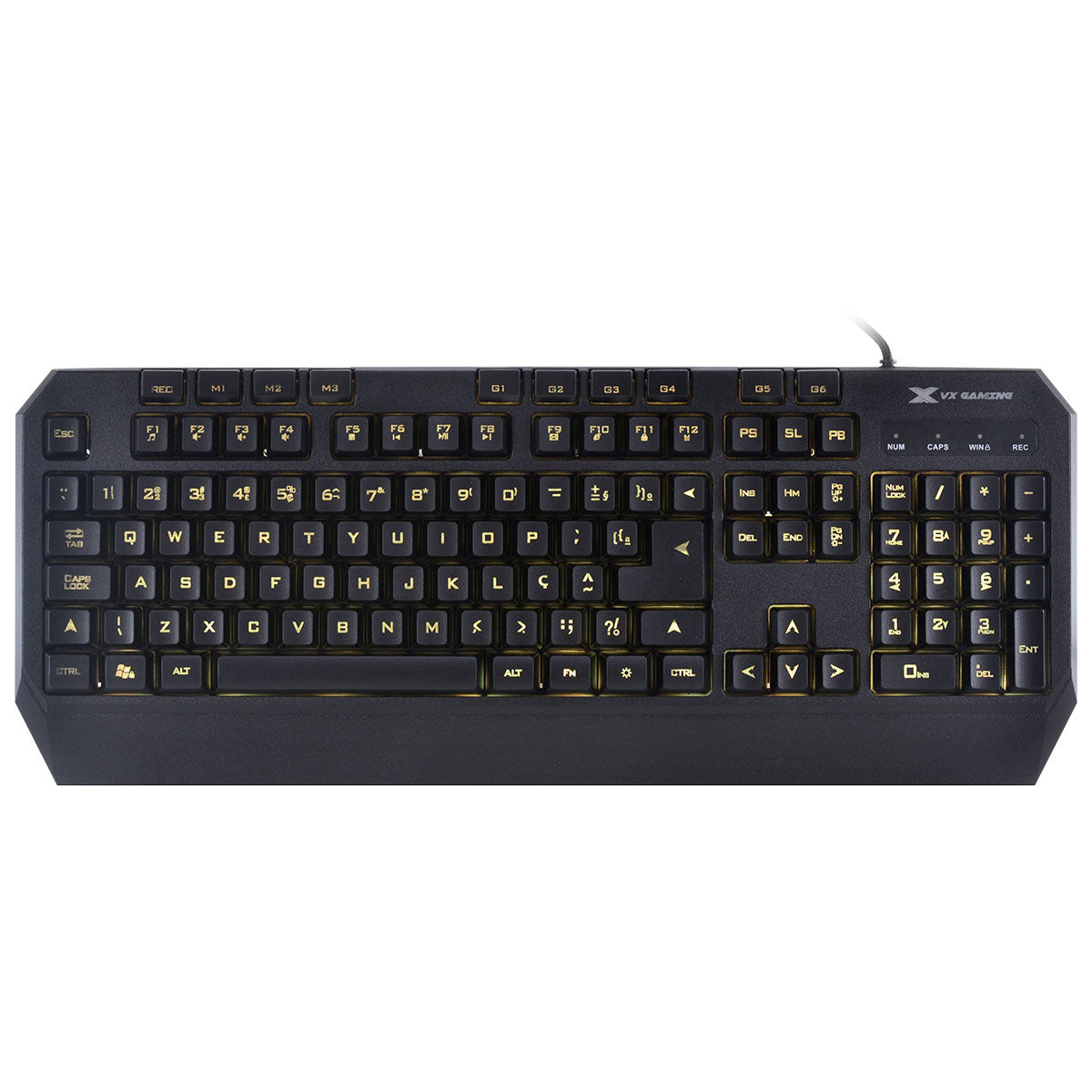 Teclado Gamer Draco Com Macros, Multimidia Led 3 Cores Cabo 1.8 Metros Abnt2 Preto - Gt400